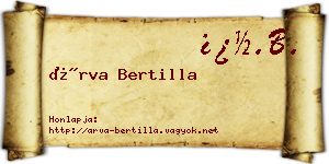 Árva Bertilla névjegykártya